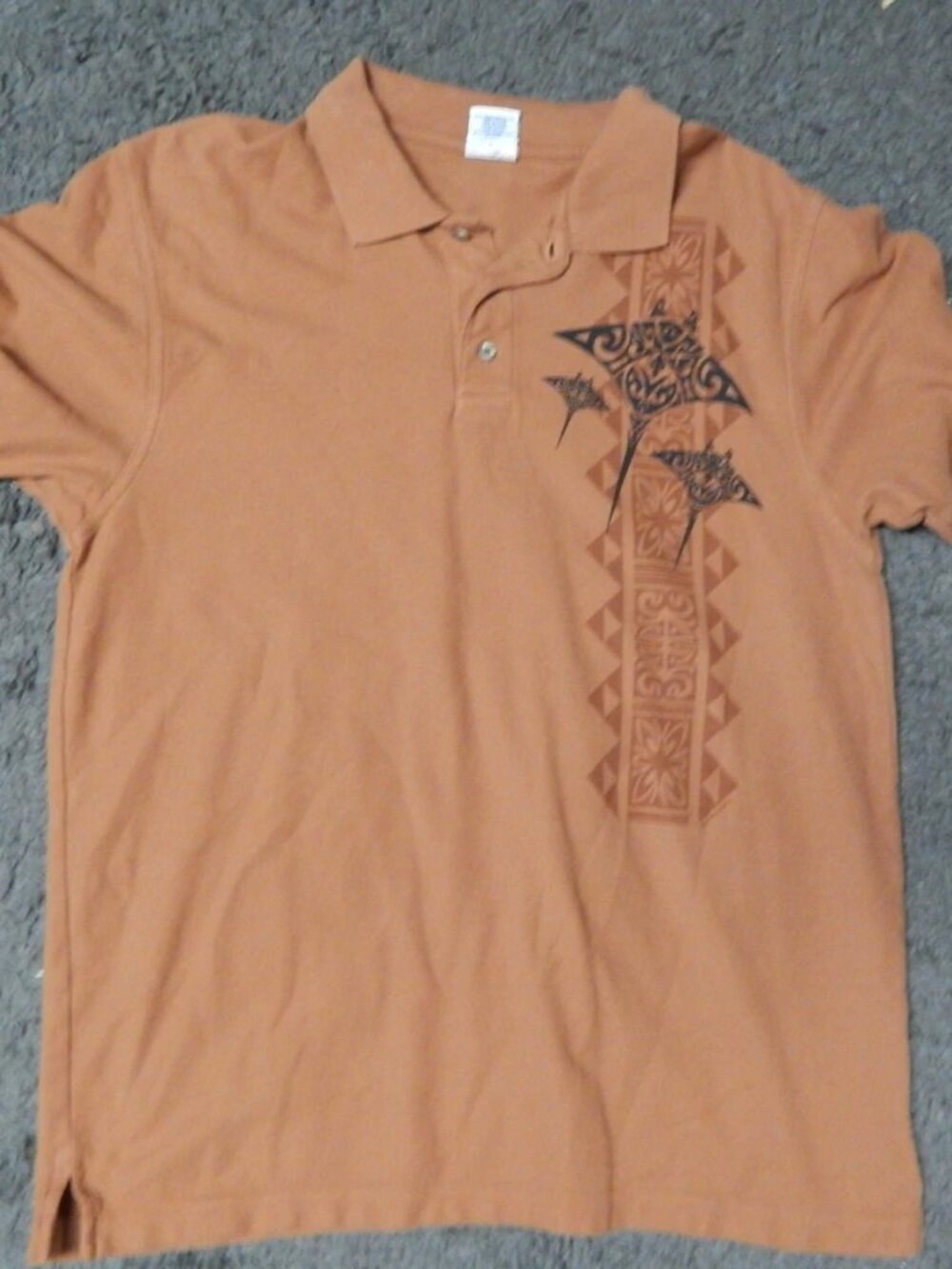 Crazy Shirts Hawaii Hawaiian Floral Flower Tribal Tropical Polo Shirt SIZE LARGE